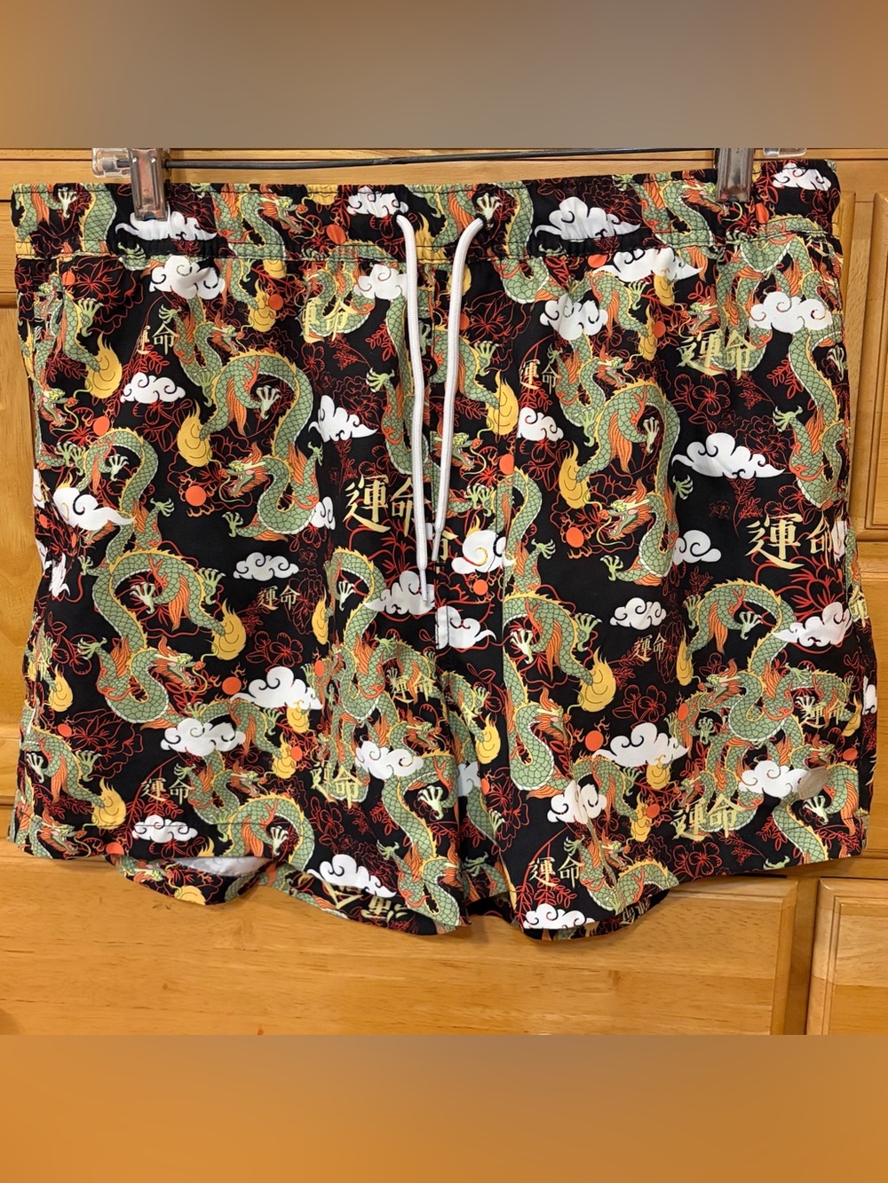 Empyre Ollie Dragon Black Board Shorts Japanese-Inspired Dragon Graphics Size L